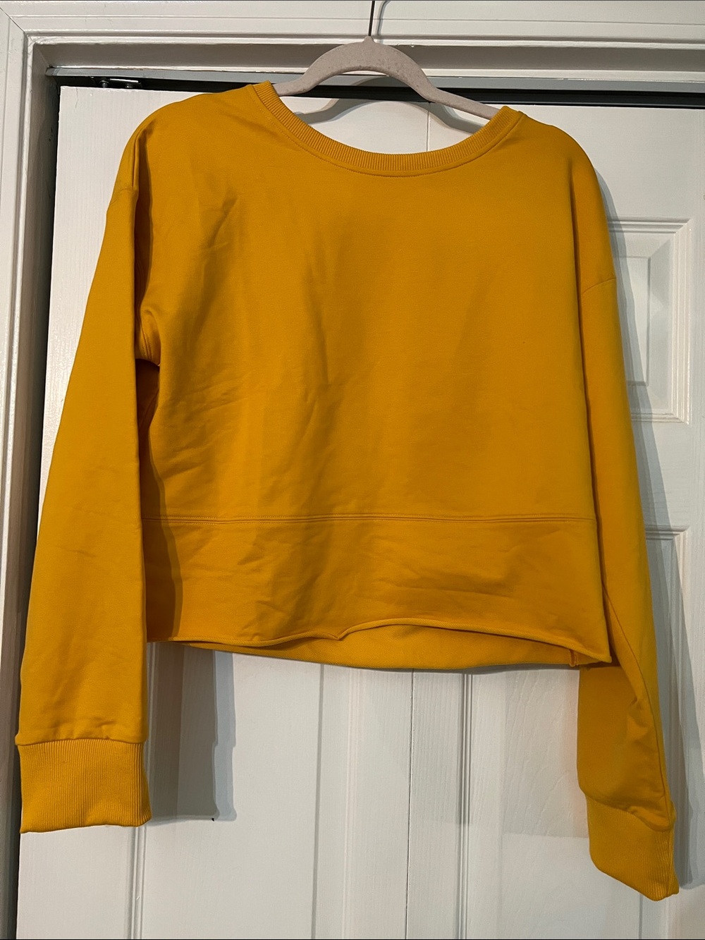 Zyia Active Mustart Yellow Cuttoff Crewneck Sweatshirt